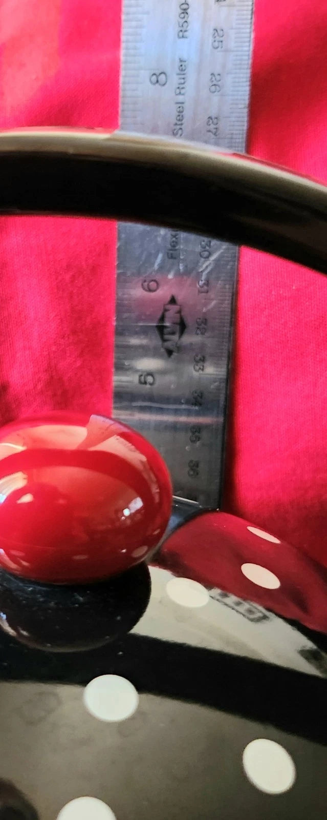 New Supreme Housewares Novelty Enamel Whistling Rooster Tea Kettle, Poka-dot