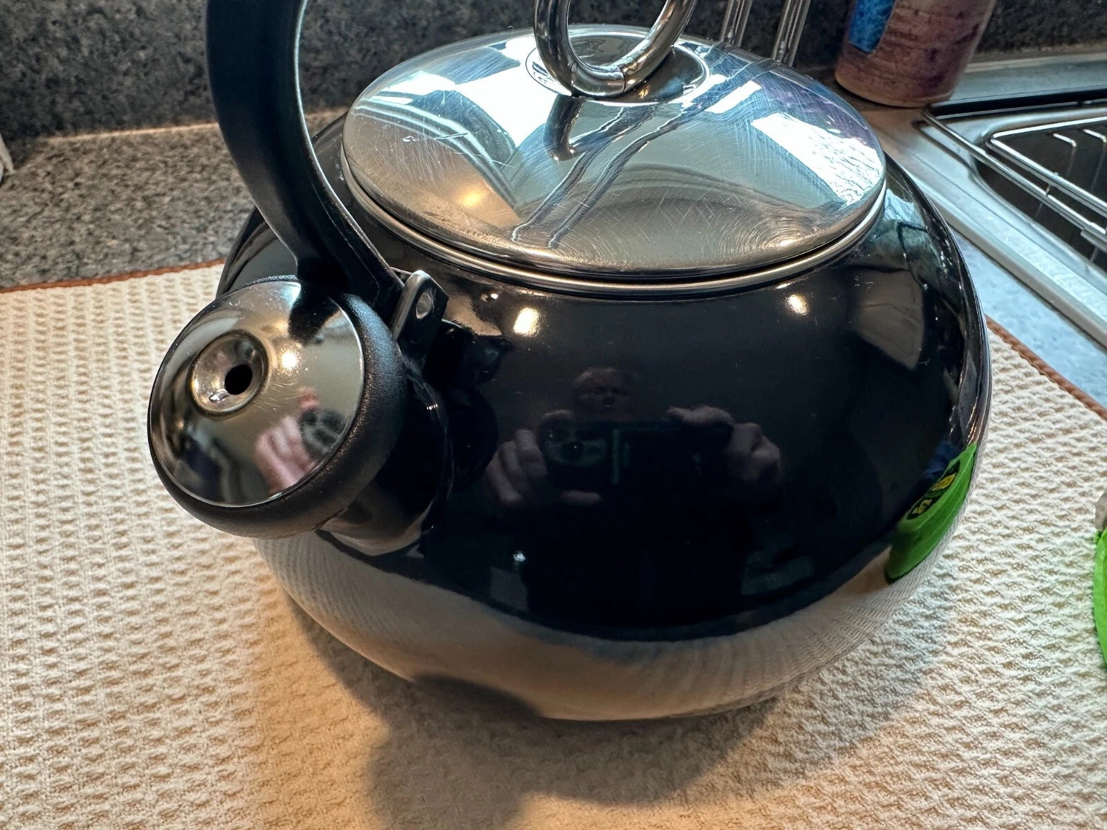 Enamel-on-Steel Classic Tea Kettle BLACK 1.5 Qt