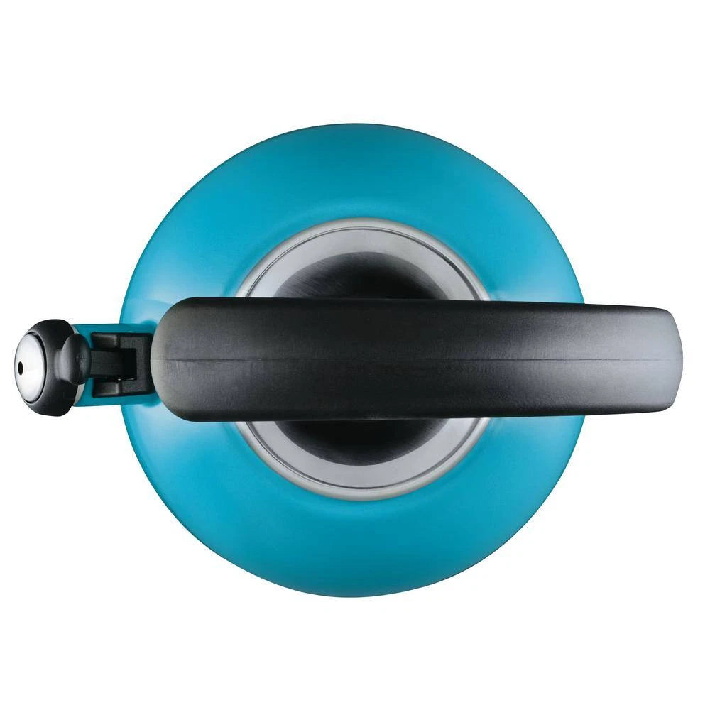 Enamel on Steel Whistling Teakettle with Flip-Up Spout, 8-Cups, Turquoise
