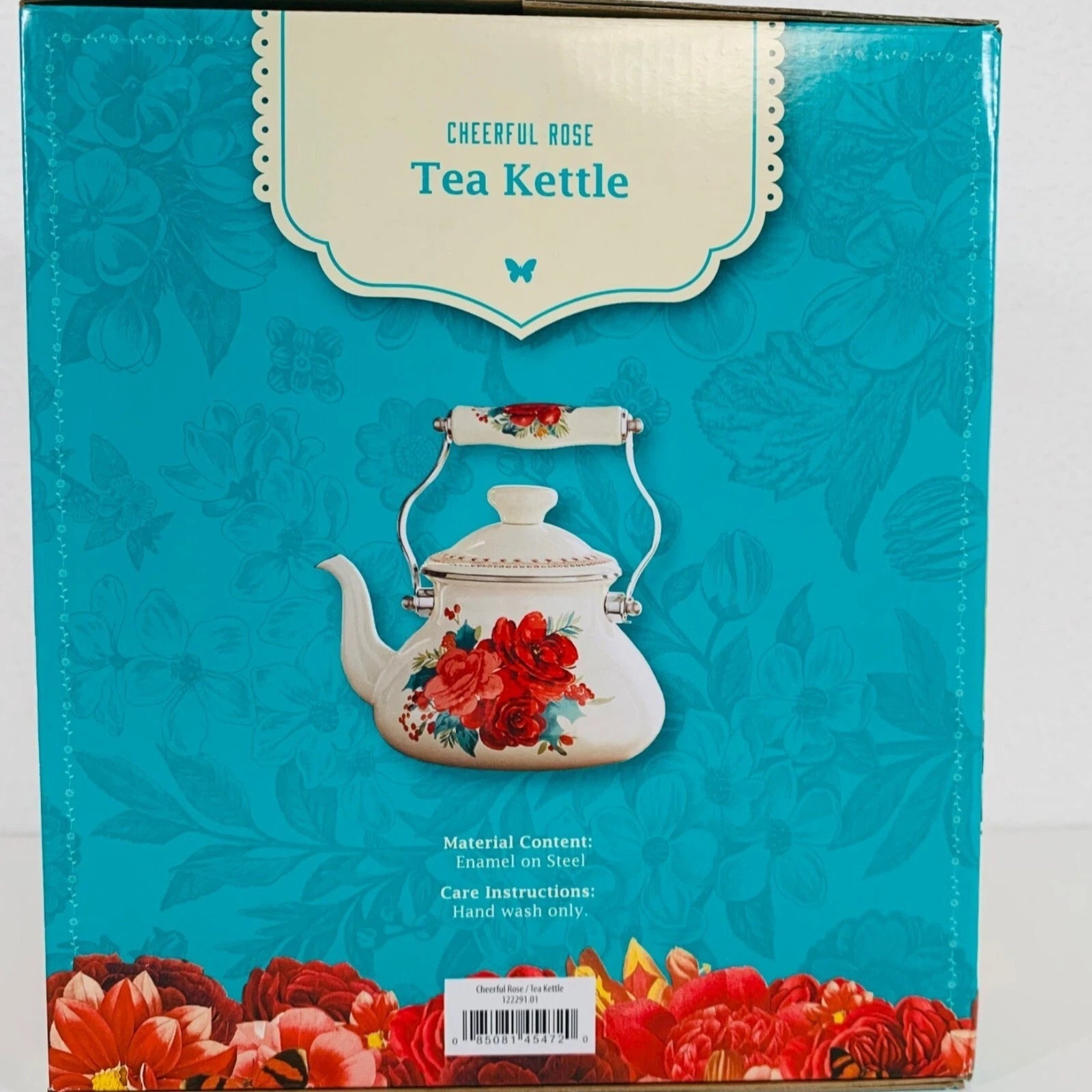 Pioneer Woman Teapot Kettle 1.9 Quart Farmhouse Decor Cheerful Rose Mother Gift