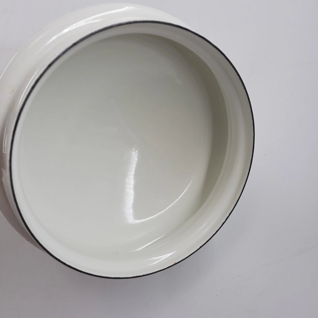 The Pioneer Woman  Enamel Tea Pot 11x9 Inches White & Red Floral Cool Handle EUC