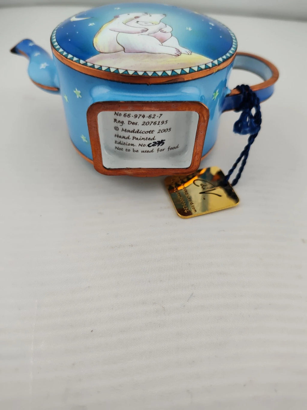 2005 Trade Plus Aide Maddicott Enamel Polar Bear Miniature Teapot