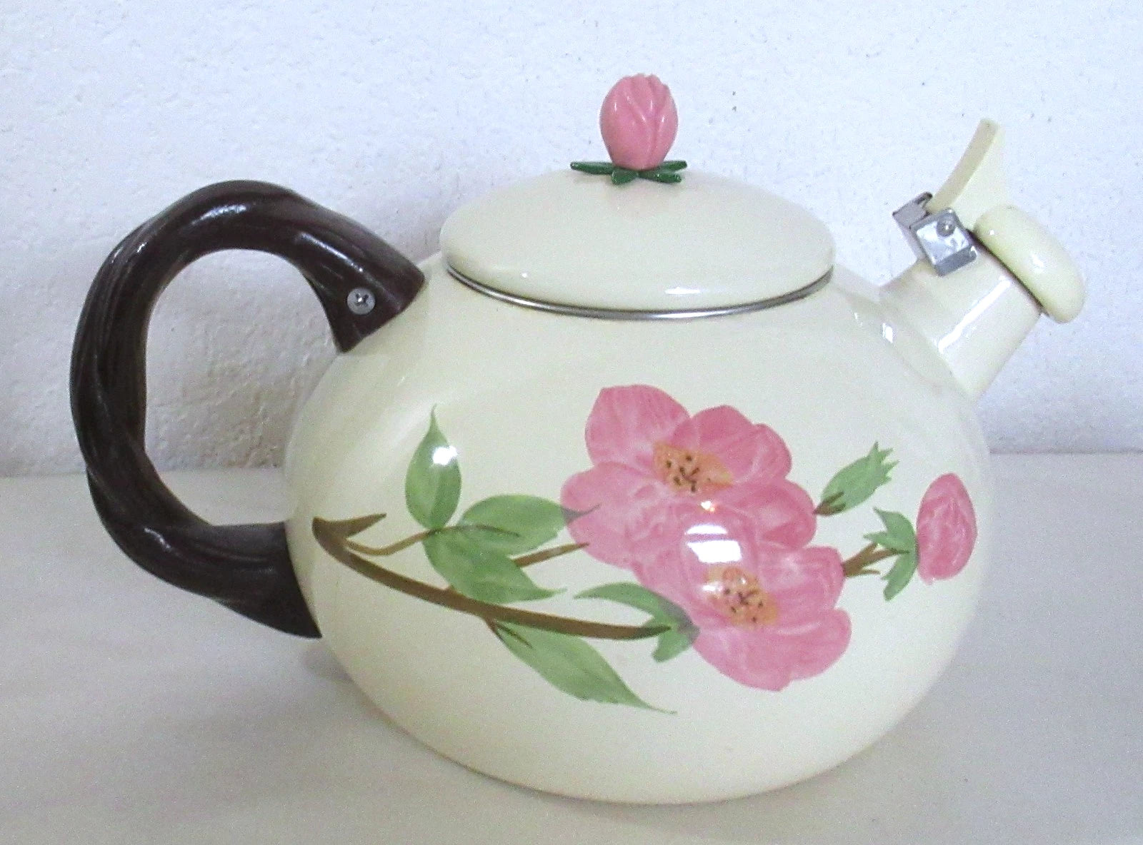 Franciscan Desert Rose Enamel Tea Kettle Vintage USA