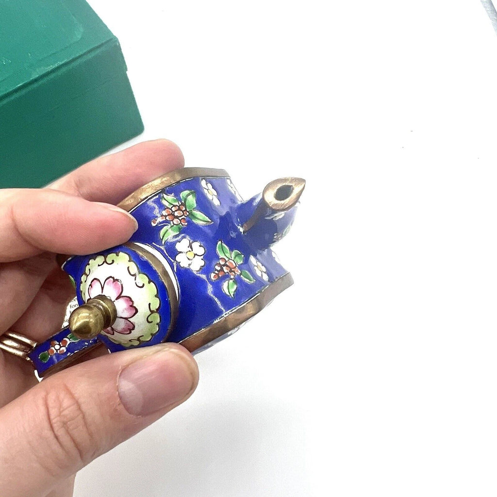 Chinemel Miniature Teapot by Bill Yee Copper and Enamel Vintage W/Box