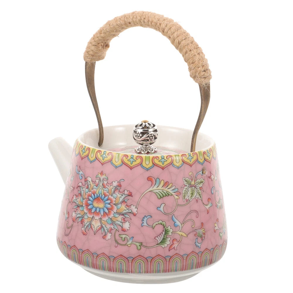 4 Pieces Enamel Teapot Travel Ceramic Kettle Stovetop Chinese Clay