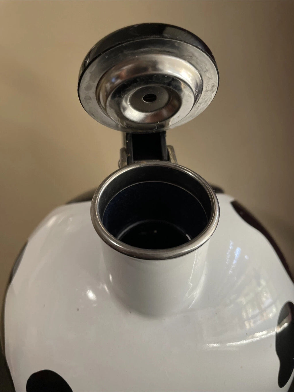 C & R Black & White Open Handled Whistling Tea Kettle Japan