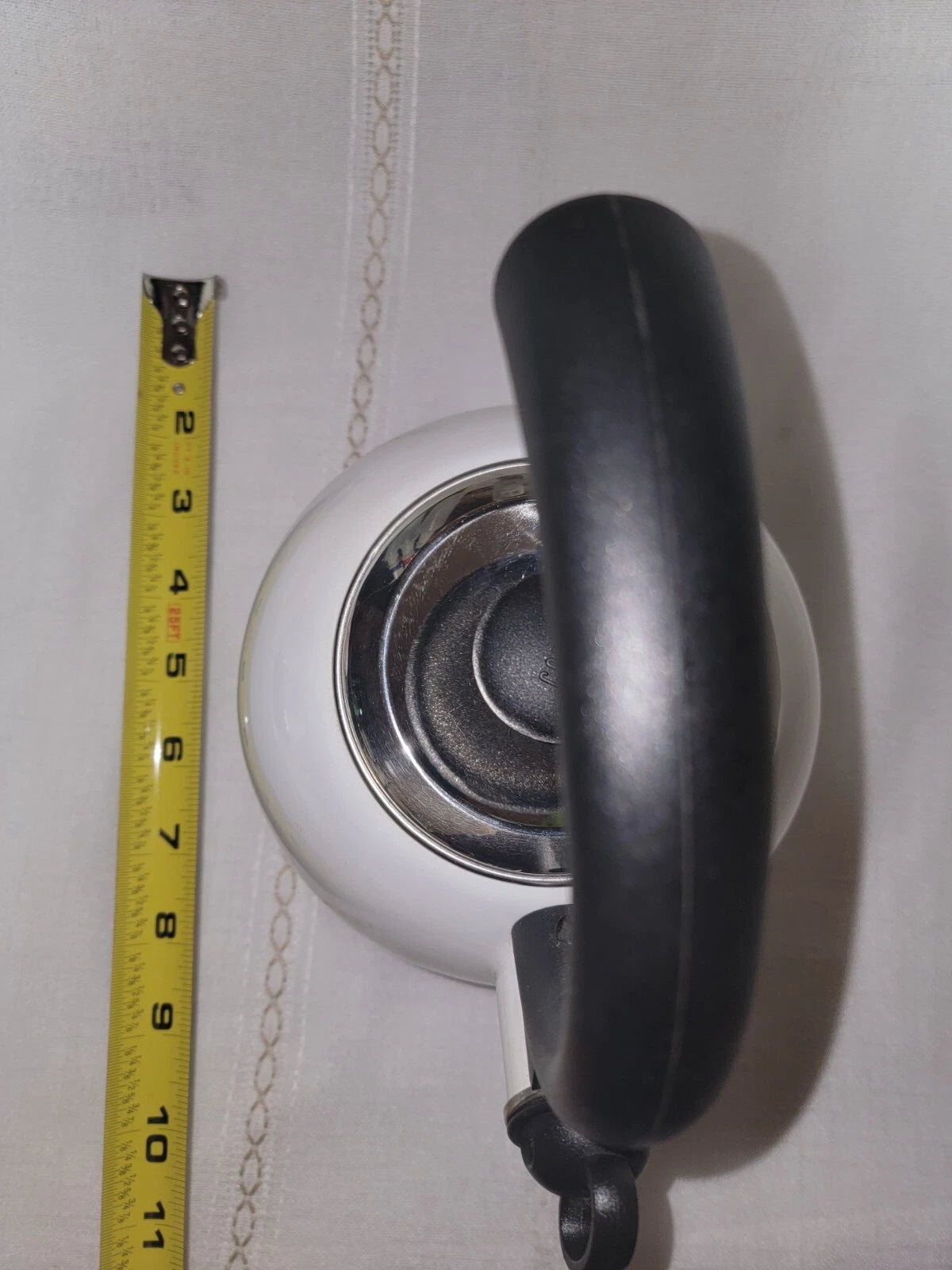 Vintage Copco Whistling Tea Kettle Cavalier White Enamel 2 Qt