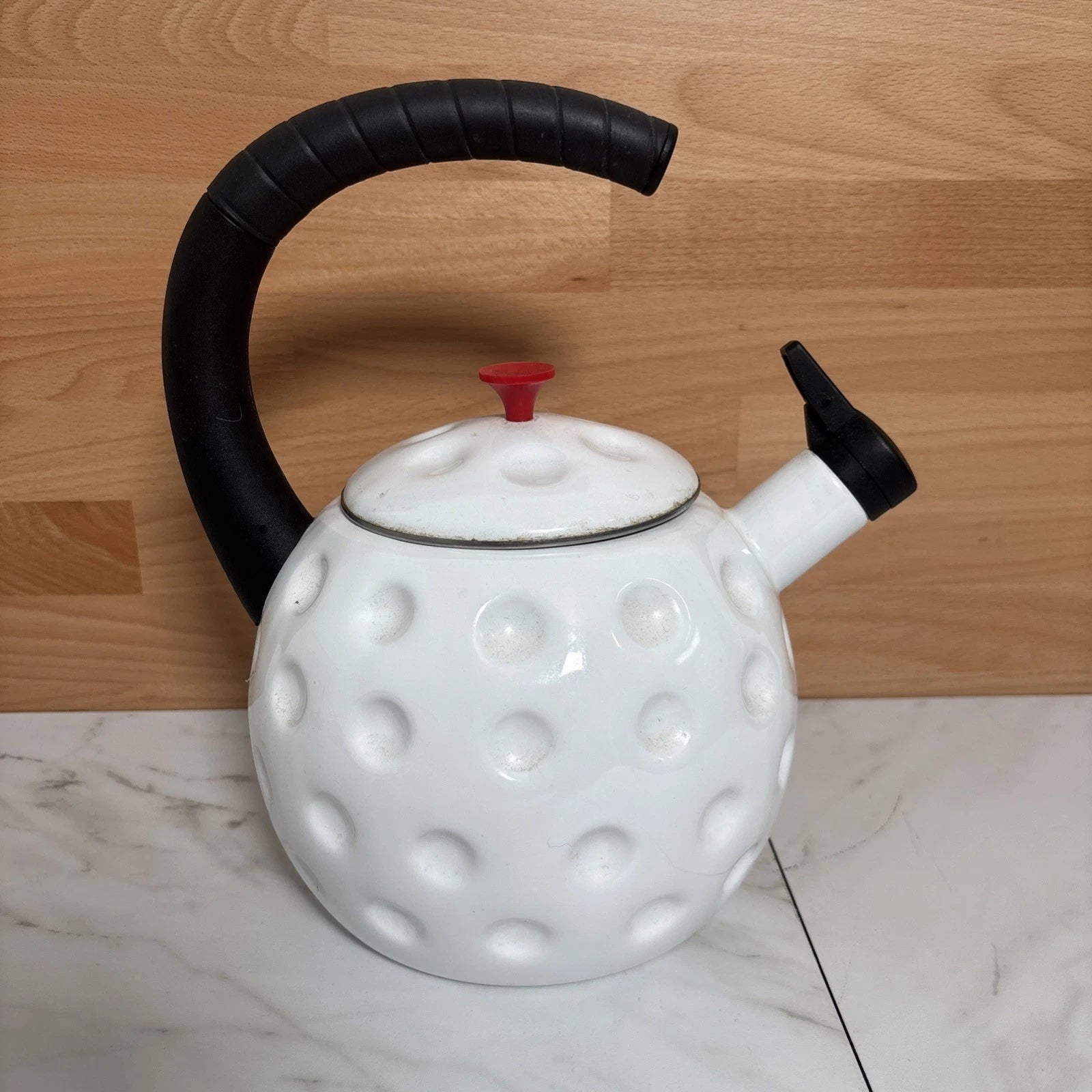 Vintage 90's Copco Enamel Golf Ball Whistling Tea Kettle Golfing Gift