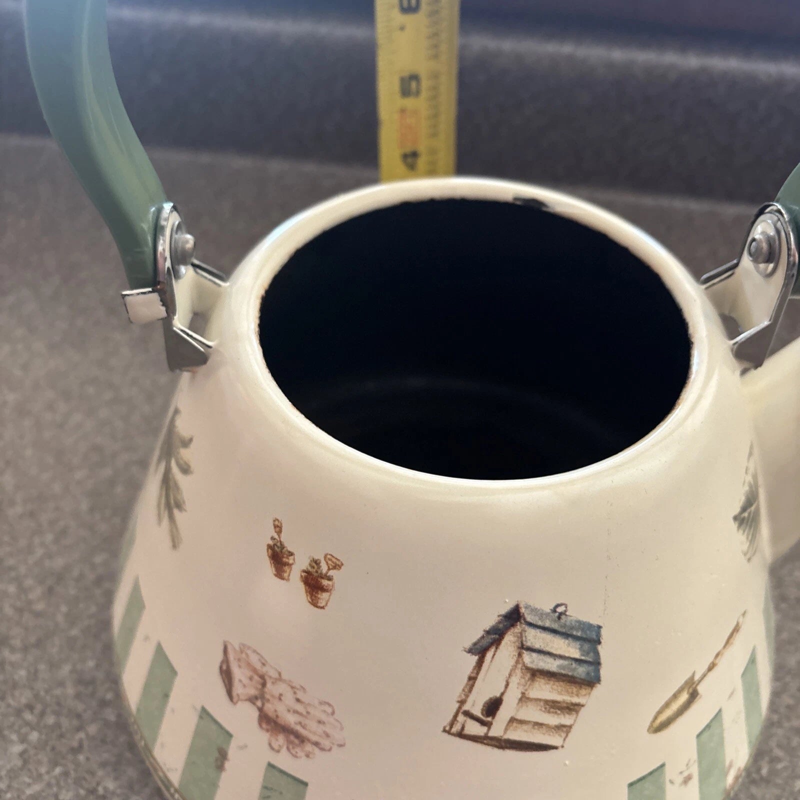 Pfaltzgraff Naturewood Garden Metal Enamelware Teapot Tea Pot Kettle with Lid