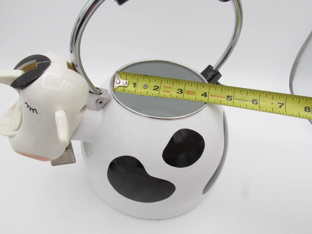 M Kamenstein Black White Cow Whistling Tea Kettle 2.5 qt from 1992