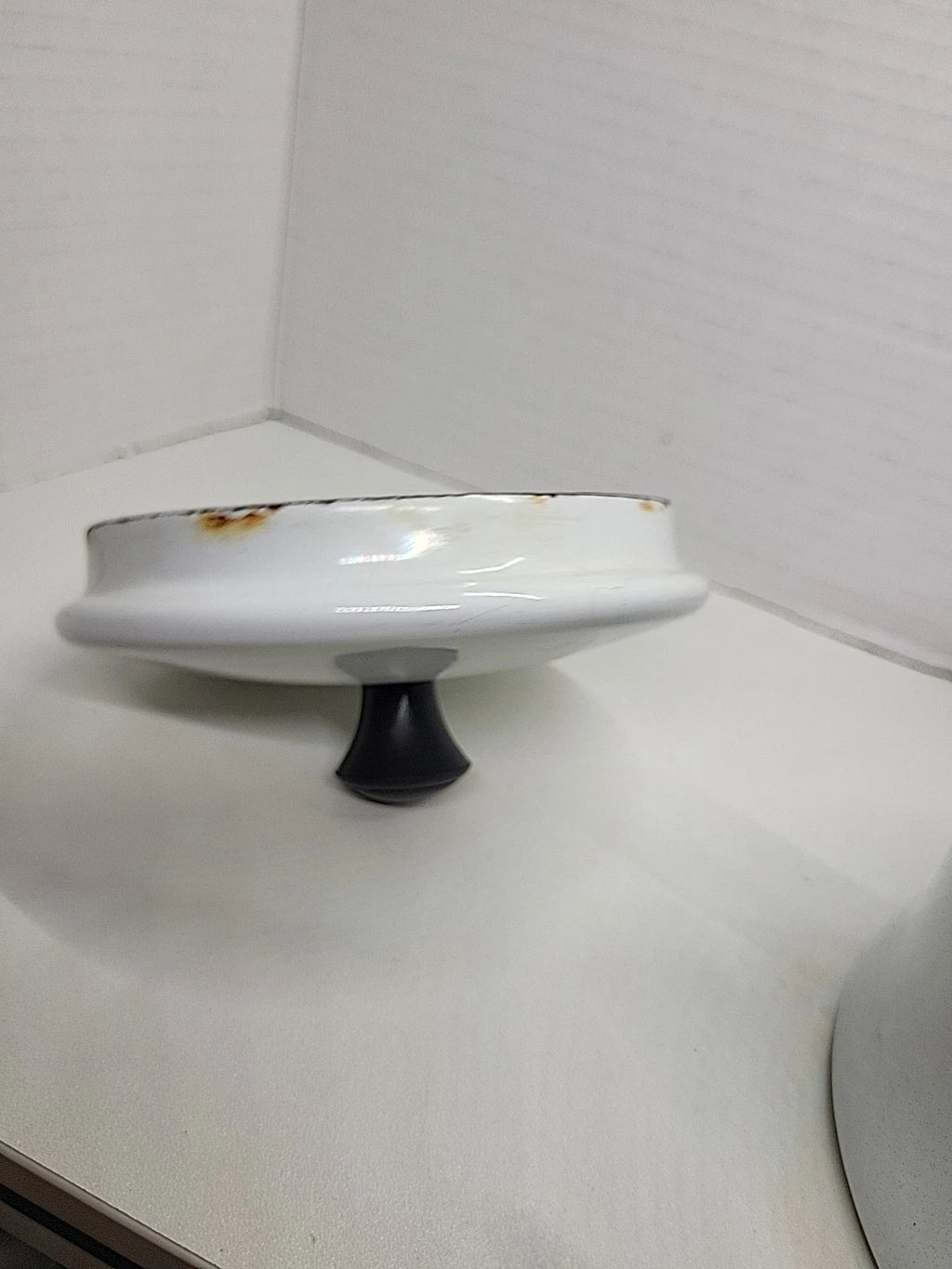 Vintage Bergren Swedish White Tin Enamelware 1960’s Tea Kettle with Fruit design