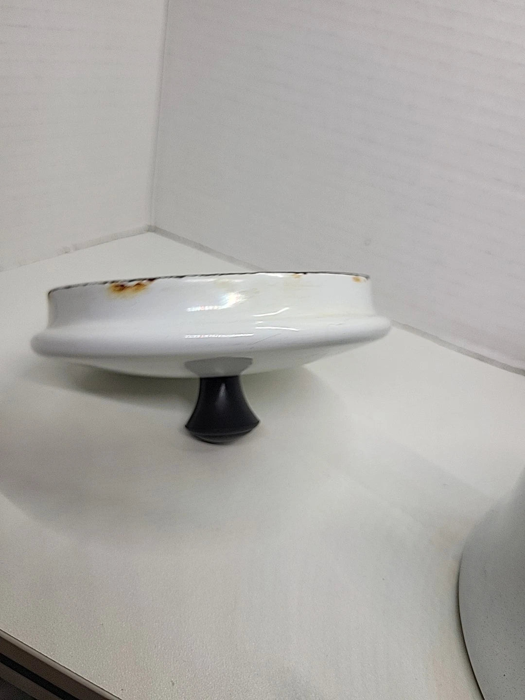 Vintage Bergren Swedish White Tin Enamelware 1960’s Tea Kettle with Fruit design