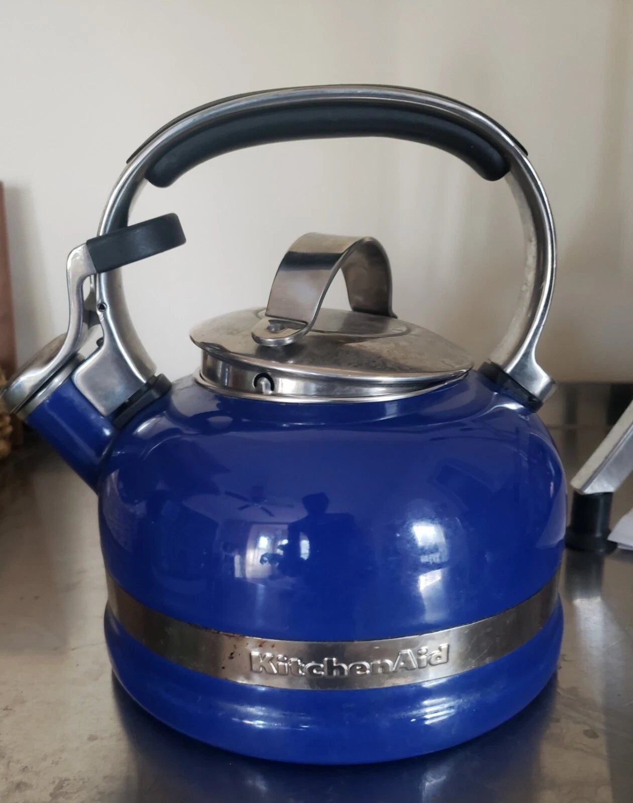 KitchenAid 2 Qt Blue Enamel Whistling Tea Kettle Pot Blue Parts Only Or Repair