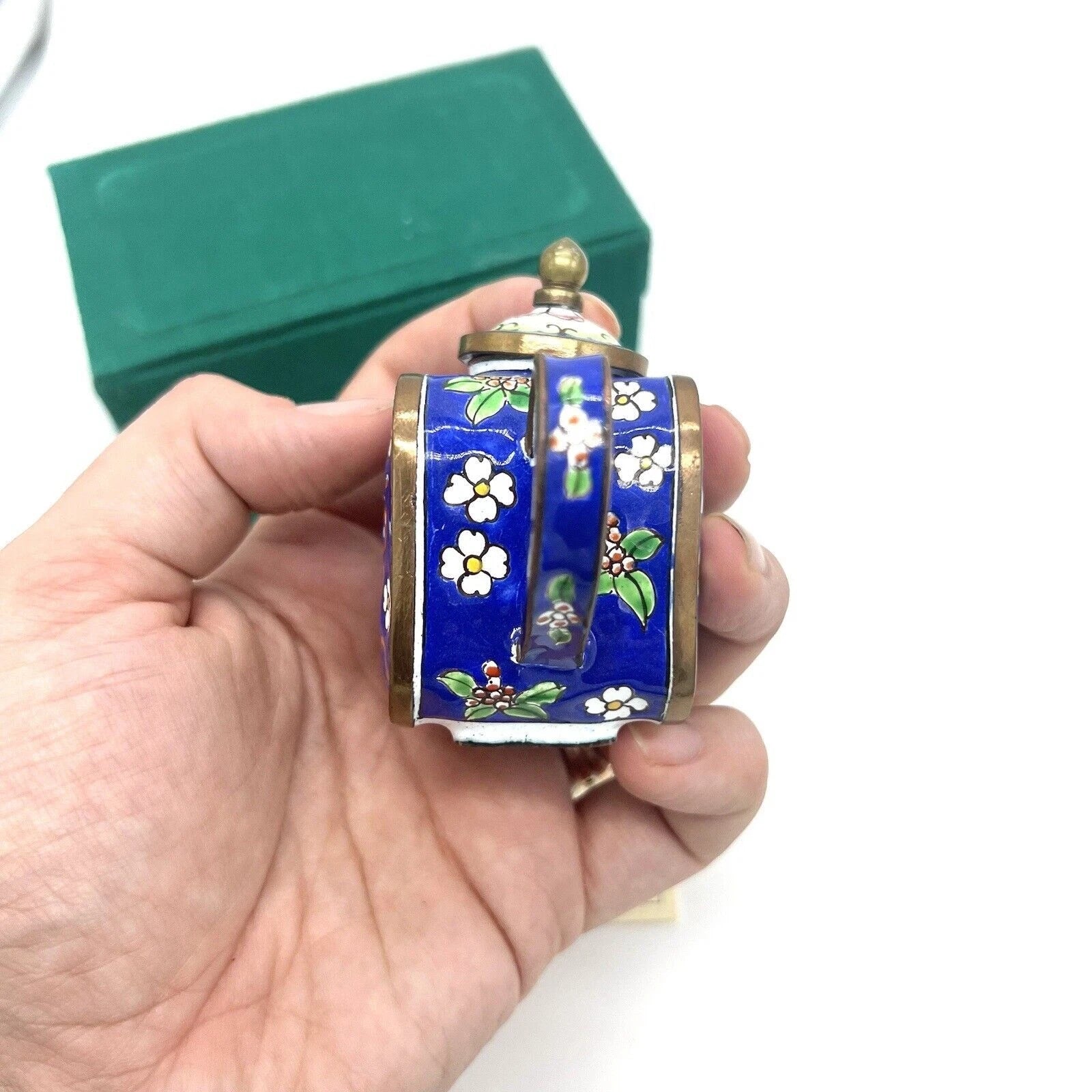 Chinemel Miniature Teapot by Bill Yee Copper and Enamel Vintage W/Box