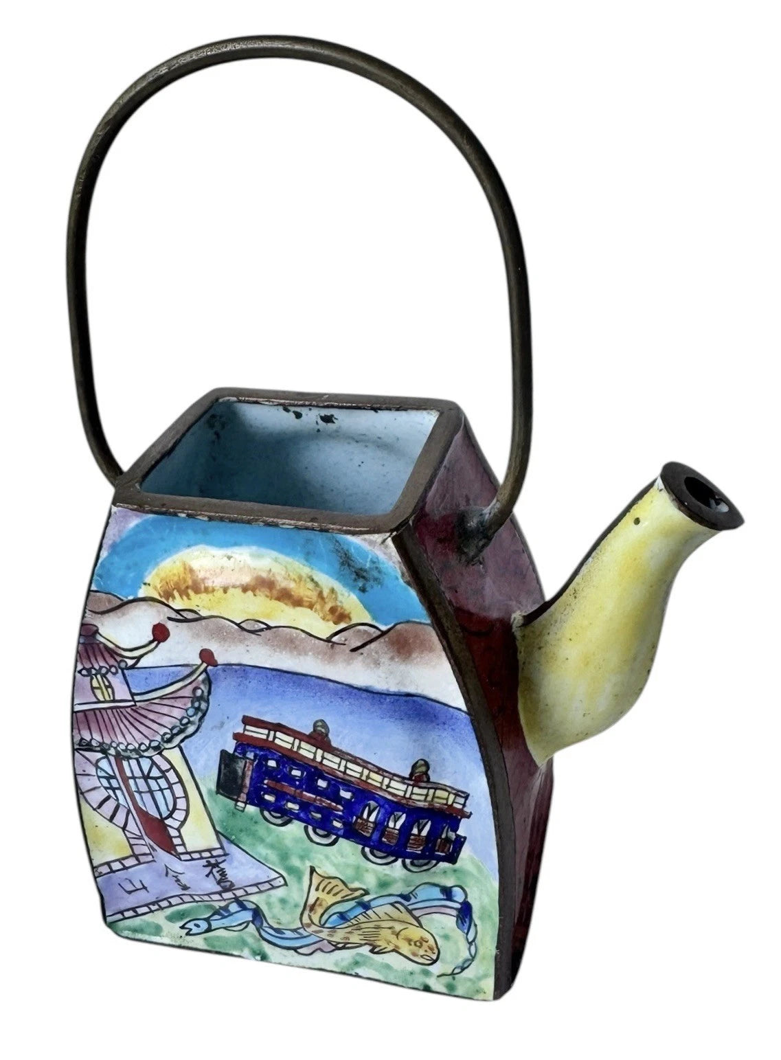Redfern House Enamel Mini Teapot San Francisco Golden Gate Bridge Cable Car