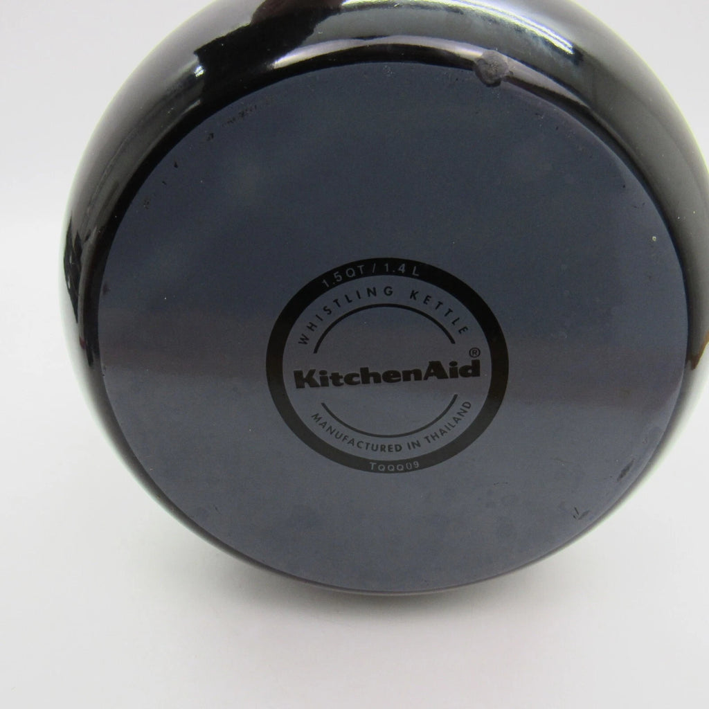 KitchenAid 1.5qt Quart Black Enamel Whistling Teakettle Teapot