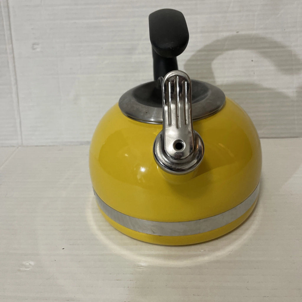 Kitchen Aid Citrus Sunrise Kettle C Handle Enamel Trim Bandsome Yellow Retro