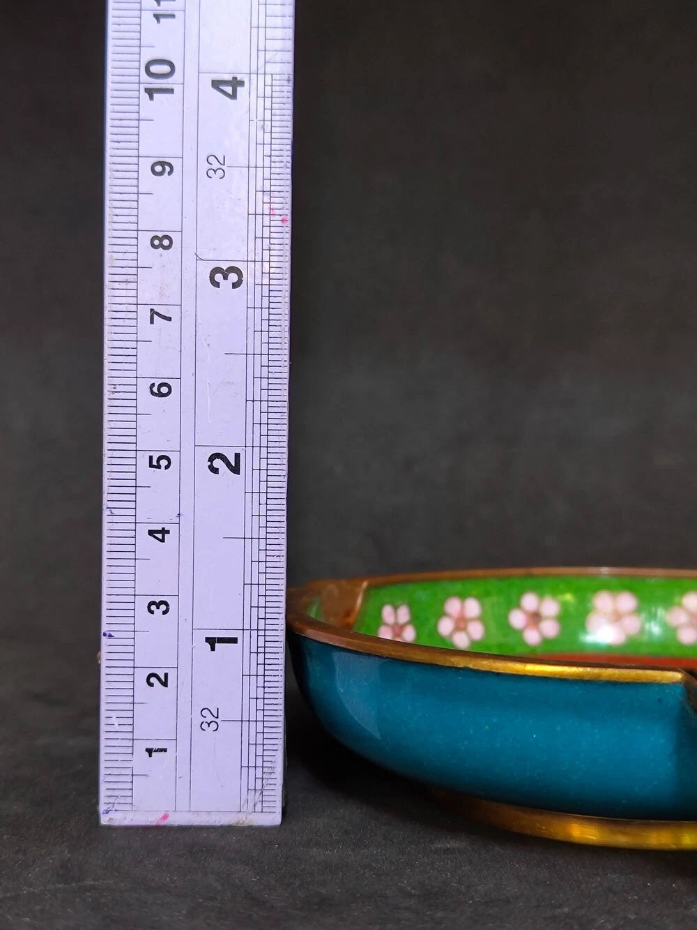 Chinese Vintage Cloisonne Bowl Cigarette stand Enamel Flowers Fine