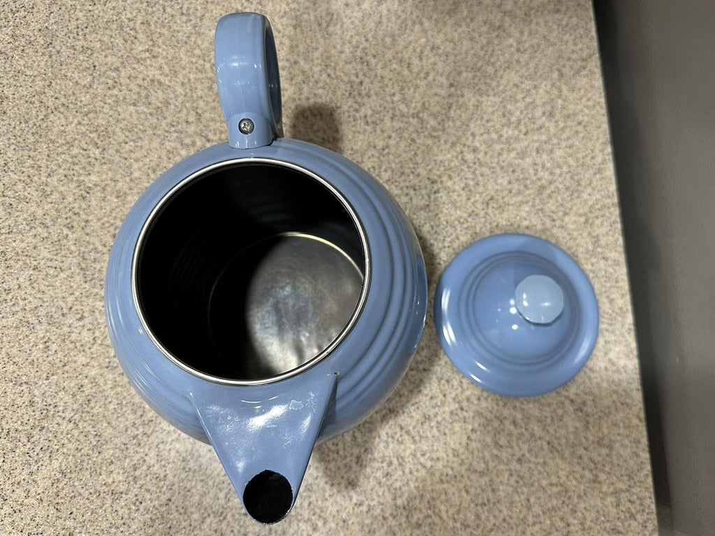 Vintage 80’s Blue Fiesta Homer Laughlin by Copco Enamel Tea Kettle in EUC, RARE!