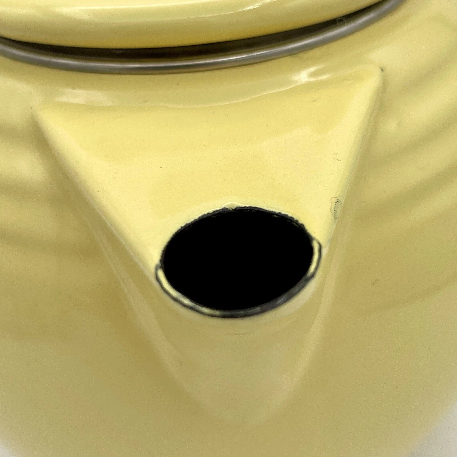 Vintage FIESTA Homer Laughlin Enamelware Yellow Tea Pot Kettle Made Taiwan