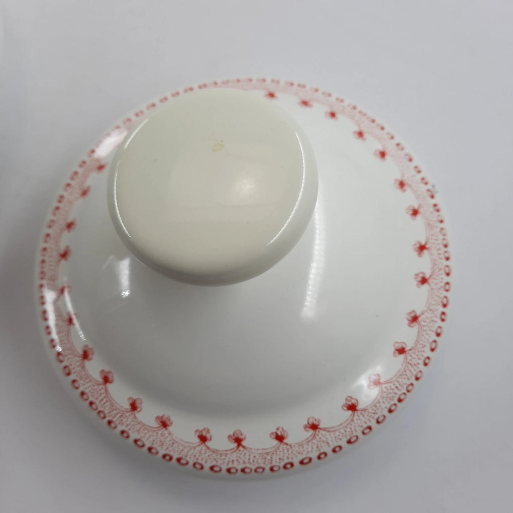 The Pioneer Woman  Enamel Tea Pot 11x9 Inches White & Red Floral Cool Handle EUC