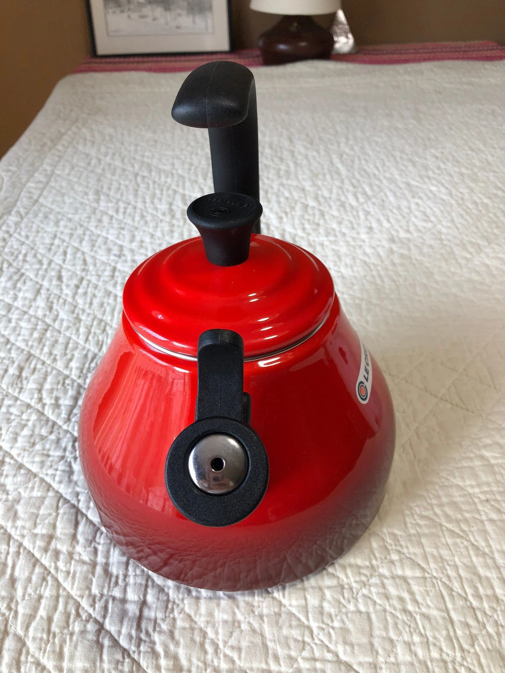 Le Creuset Enamel on Steel 1.6 Quart  Whistling Kettle, CHERRY RED - New