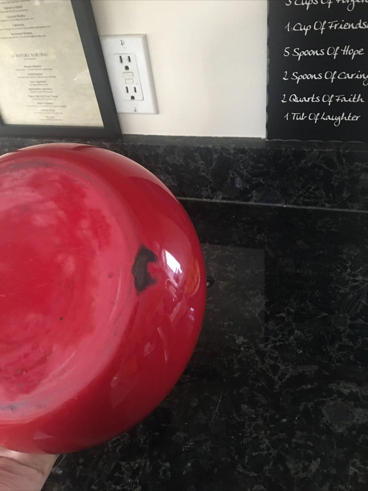 Vintage CHANTAL Whistling Tea Kettle Teapot Stovetop Enamel Red &  Silver Top