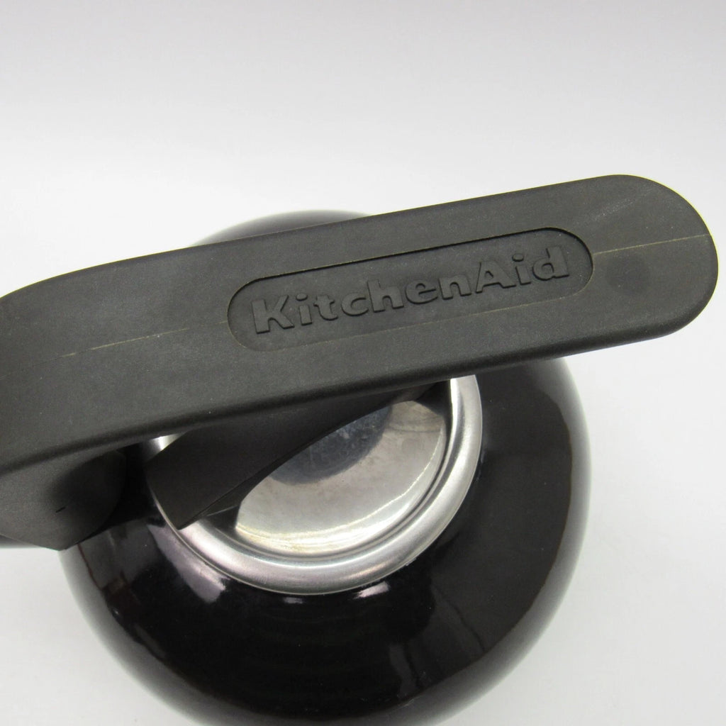 KitchenAid 1.5qt Quart Black Enamel Whistling Teakettle Teapot