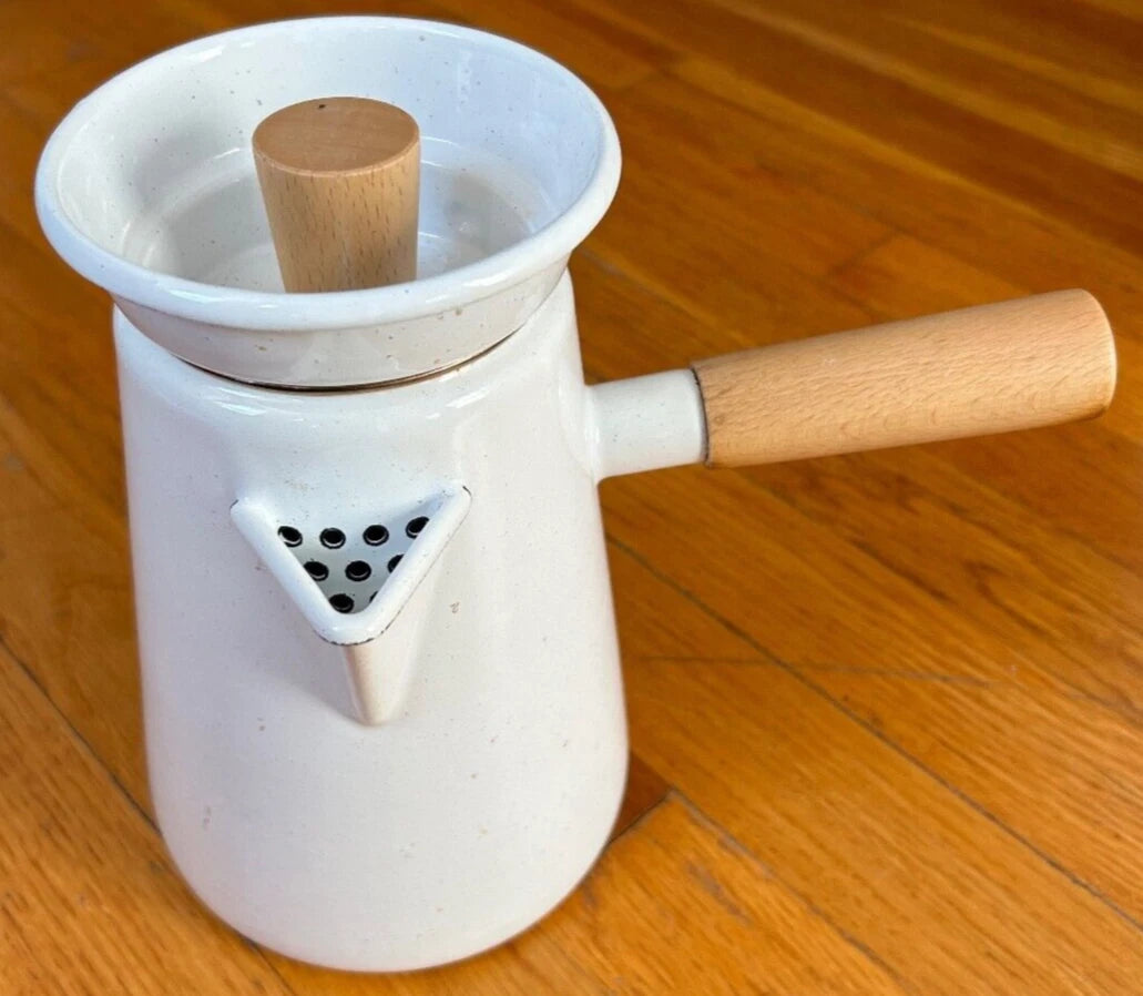 Umbra Shift Castor COWBOY KETTLE coffee tea pot vtg mcm white black stick handle