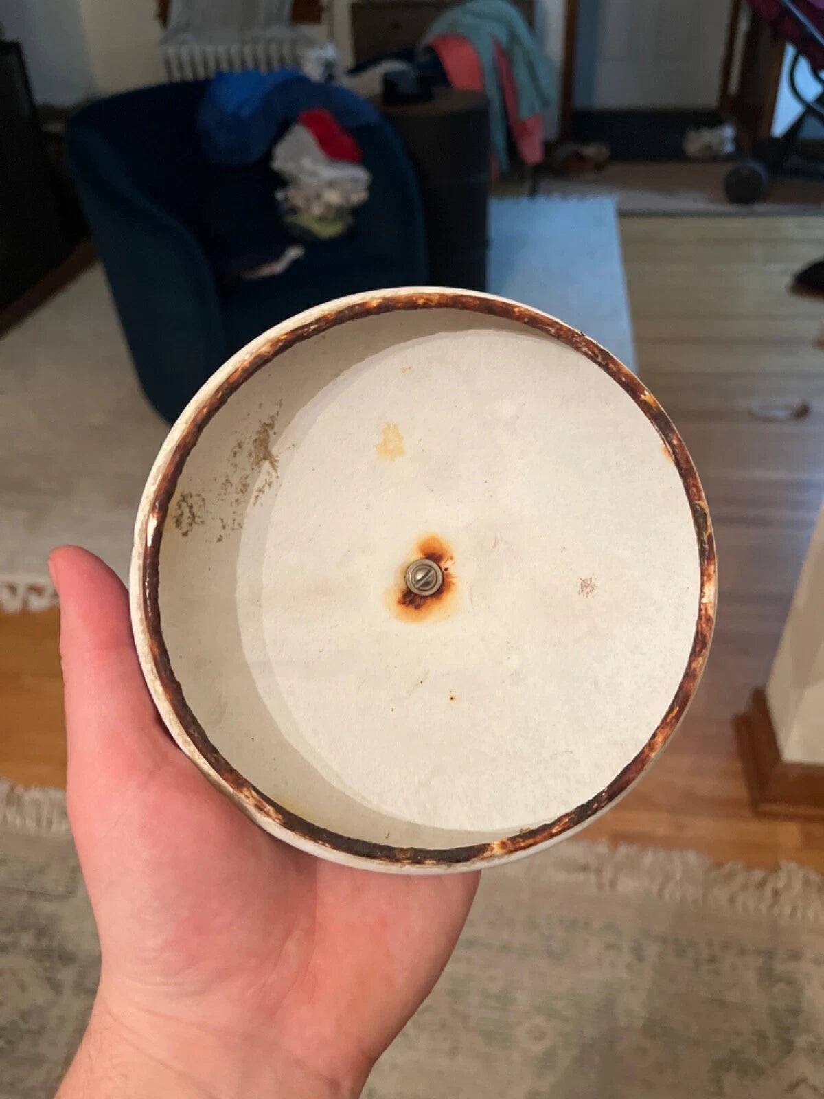 Large vintage enamel tea kettle with matching small basin