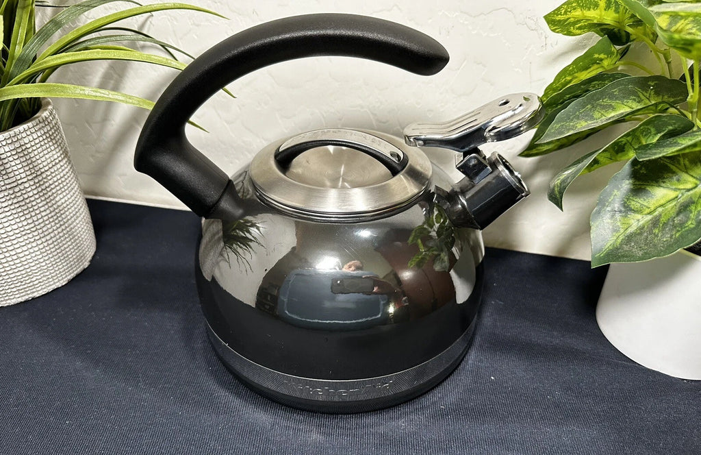 KitchenAid Gunmetal Grey Enamel 2 Quart Tea Kettle Steel Whistling Teapot