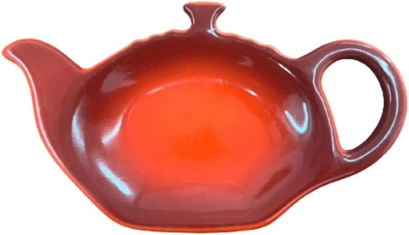 Le Creuset Tea Bag Rest Spoon Holder Cerise Red Cherry Set Of 2 Stoneware Teapot