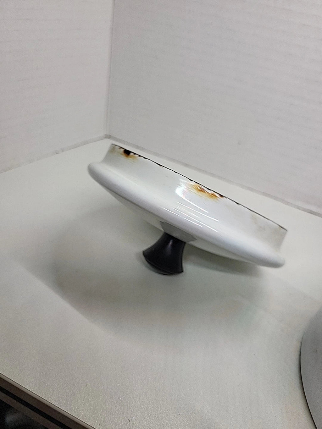 Vintage Bergren Swedish White Tin Enamelware 1960’s Tea Kettle with Fruit design