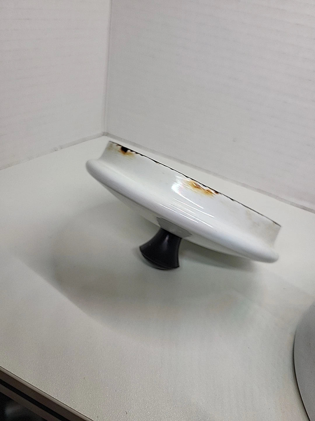 Vintage Bergren Swedish White Tin Enamelware 1960’s Tea Kettle with Fruit design