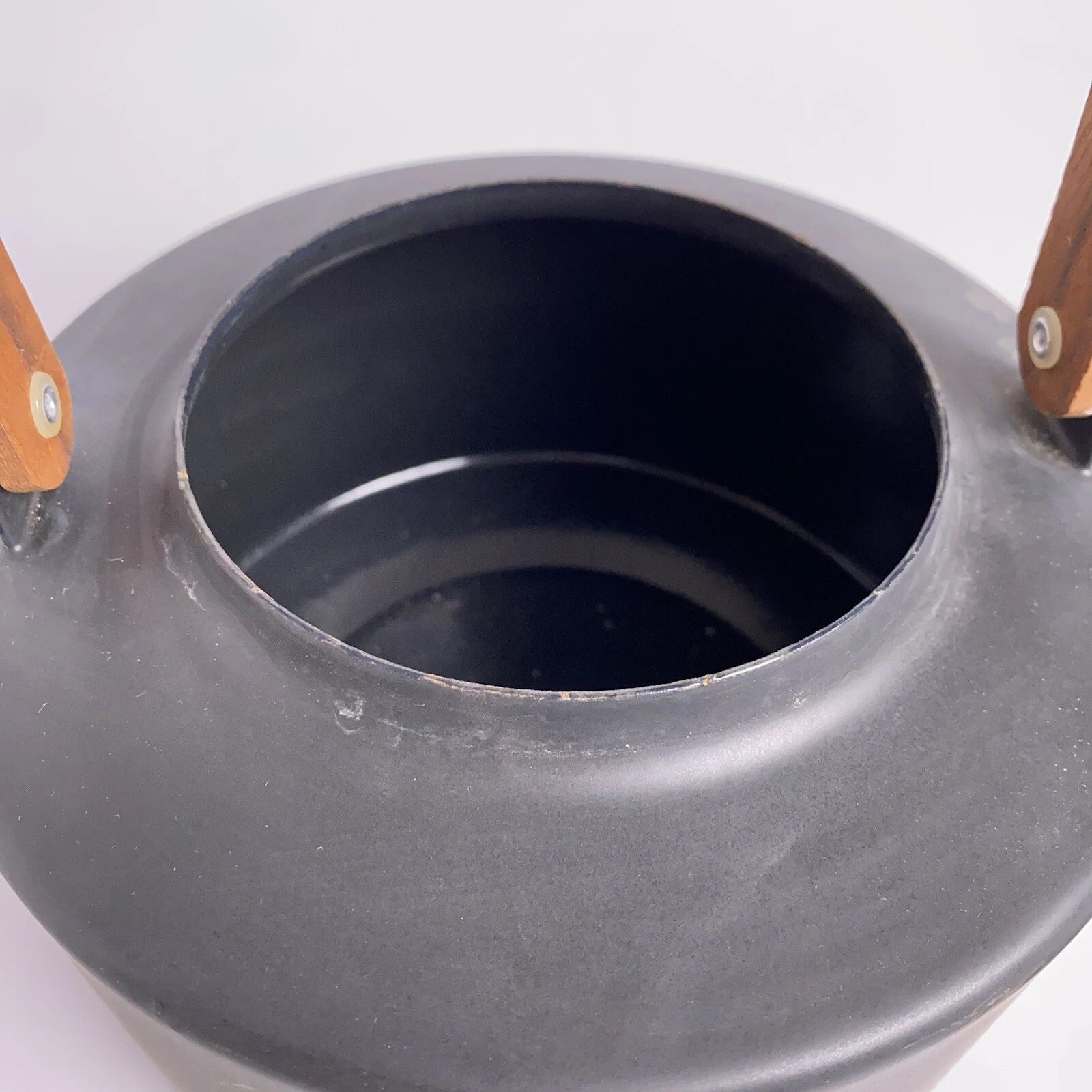 Copco Tea Kettle Michael Lax Design Matte Black Holland Teak Handle Vintage MCM