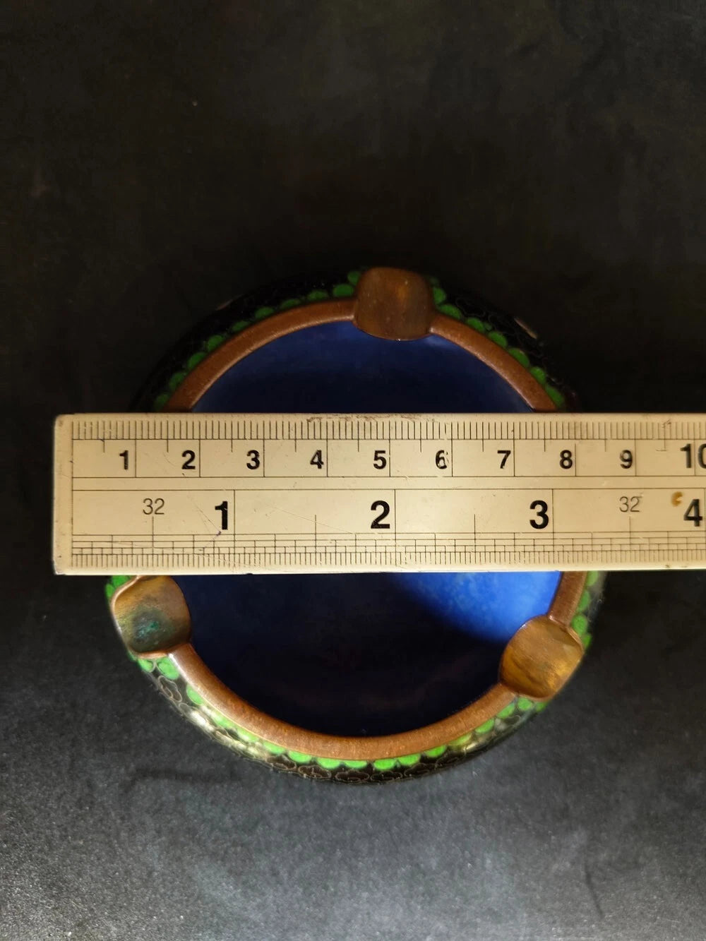 Chinese Vintage Cloisonne Bowl Cigarette stand Enamel Flowers Fine