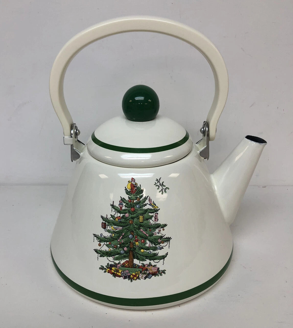 Spode Christmas Tree Tea Kettle - 2.5 Quart  Porcelain Enamel On Steel