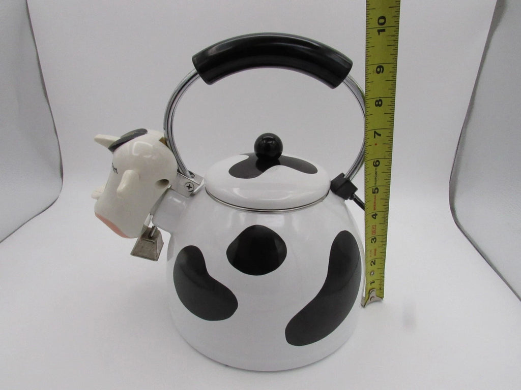 M Kamenstein Black White Cow Whistling Tea Kettle 2.5 qt from 1992