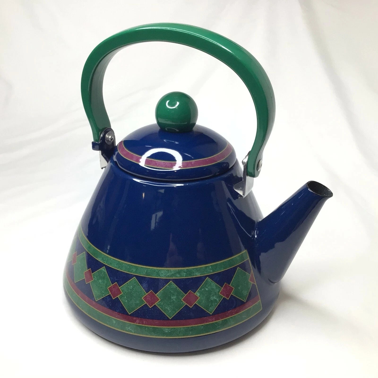 TEA KETTLE PHALZGRAPH GREAT USED CONDITION BLUES & GREEN