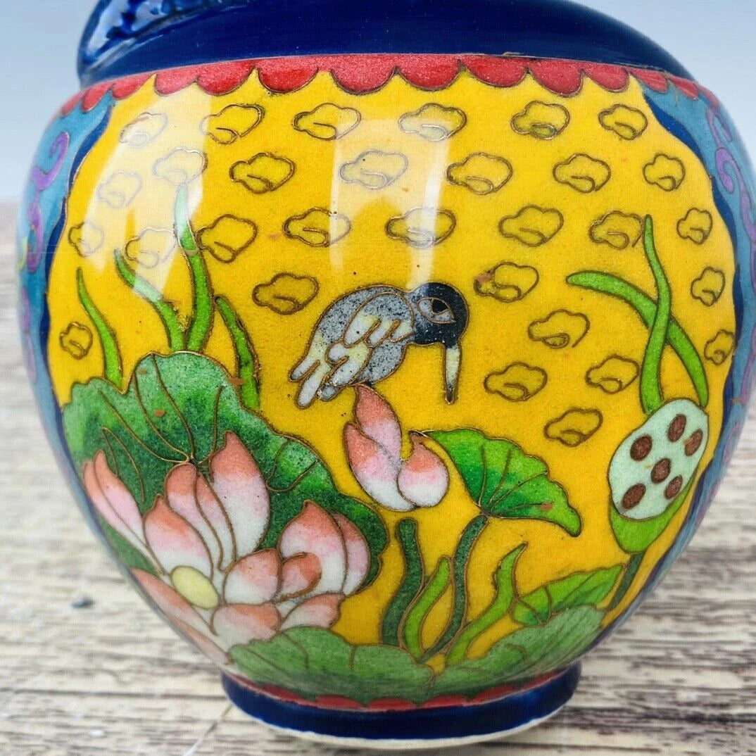 11“ China ancient Song Ding Kiln Filamentation Enamel Chicken head pot