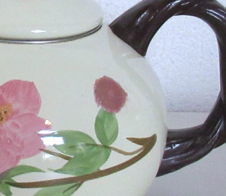 Franciscan Desert Rose Enamel Tea Kettle Vintage USA