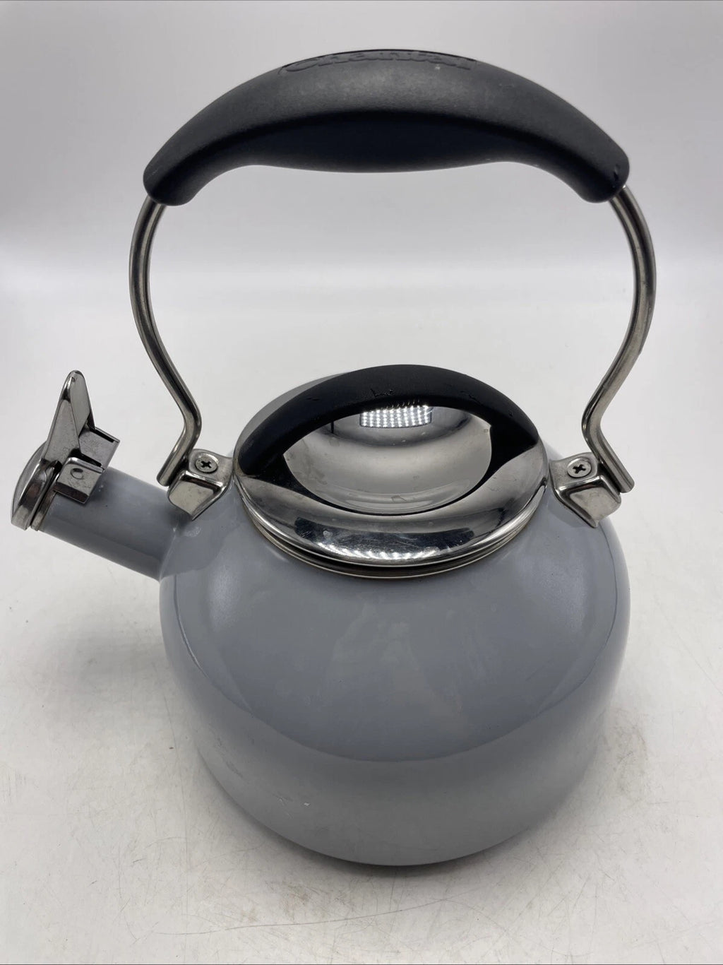 CHANTAL Teakettle Whistling 1.8 Qt Enamel on Steel Light Gray Blue Tea Kettle