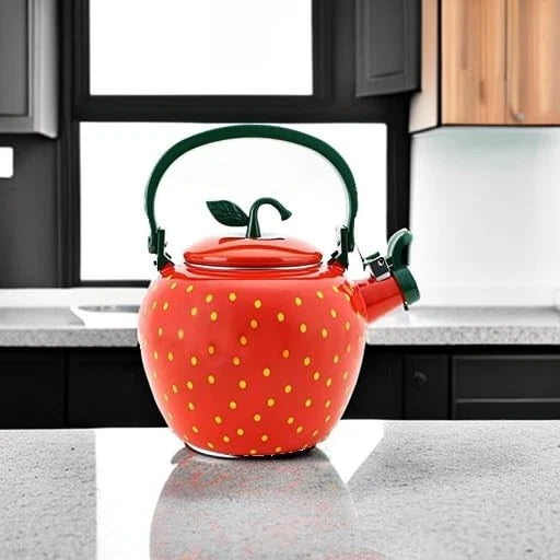 UPware Enamel on Steel Whistling Tea Kettle, Stovetop Teakettle (2.3 Quart, S...