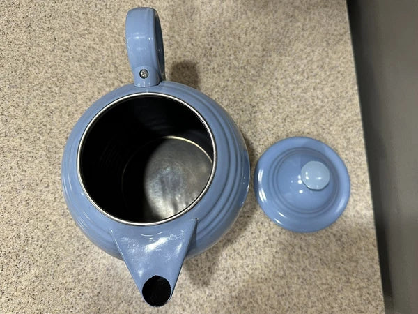 Vintage 80’s Blue Fiesta Homer Laughlin by Copco Enamel Tea Kettle in EUC, RARE!