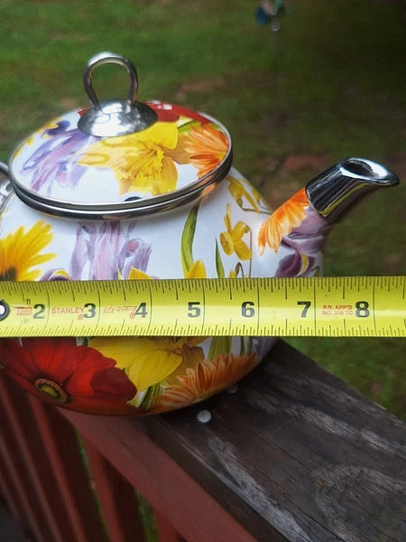 Pioneer Woman 2.3 Qt.tea Kettle Summer Garden Floral Enameled Steel Retired READ
