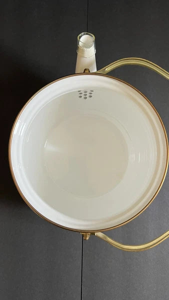 VINTAGE FLORAL TEA KETTLE ENAMEL Brass Handle