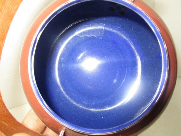 Gailstyn Sutton Taiwan Brown Vintage Enamelware Kettle Wood Handle Teapot