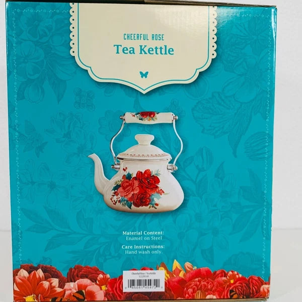 Pioneer Woman Teapot Kettle 1.9 Quart Farmhouse Decor Cheerful Rose Mother Gift