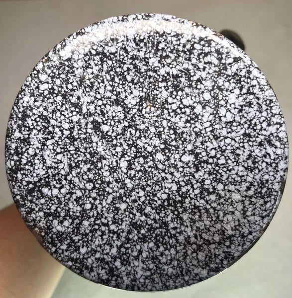 Vintage Enamelware Blue Speckled Kettle With Handle And Attached Lid Farmhouse