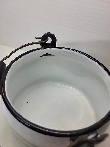 Vintage Bergren Swedish White Tin Enamelware 1960’s Tea Kettle with Fruit design